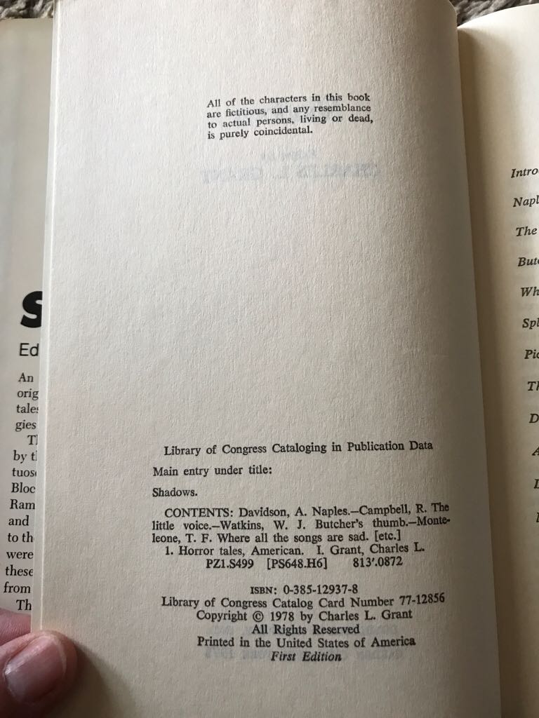 Shadows  (Doubleday - Hardcover) book collectible - Main Image 2