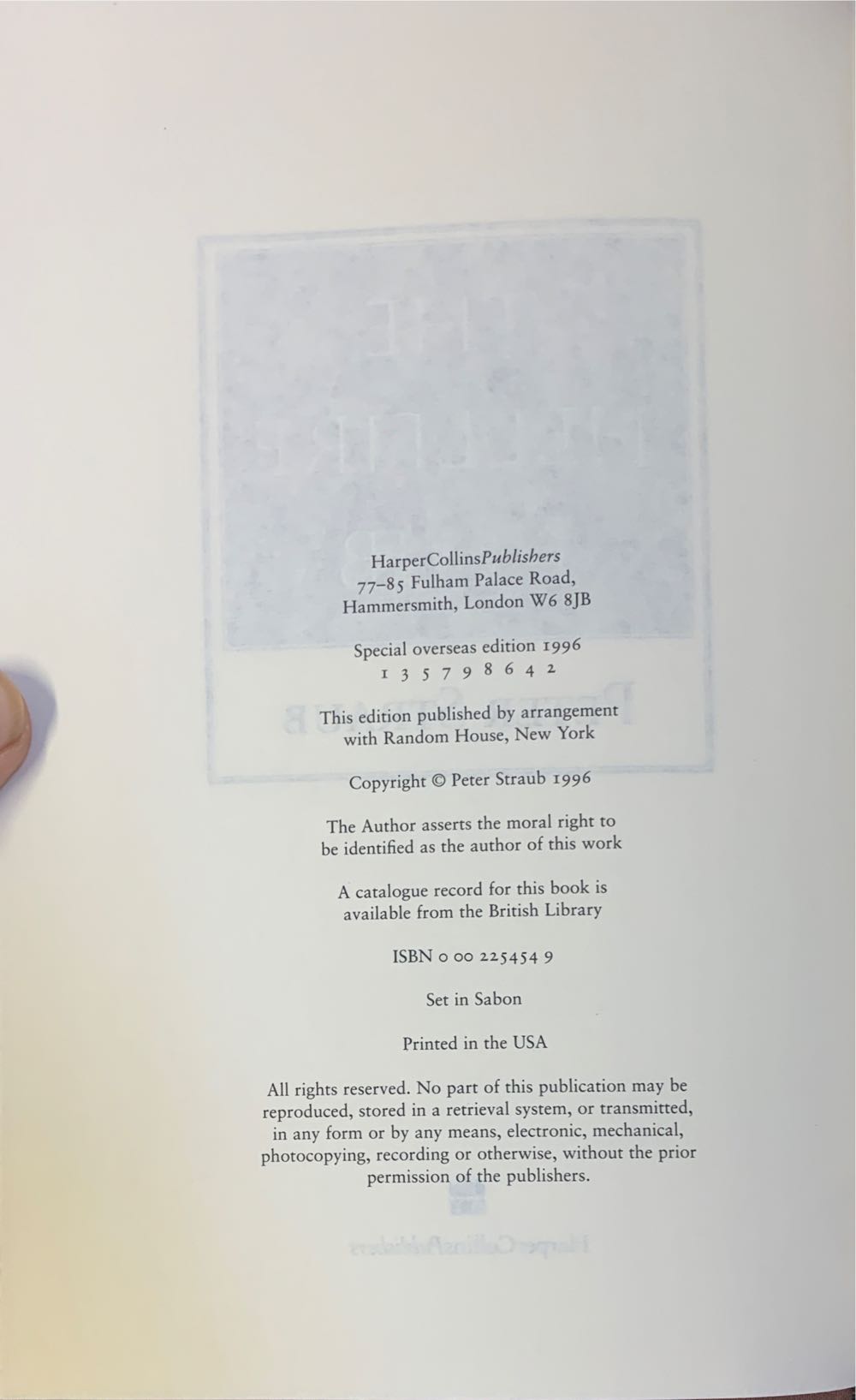 The Hellfire Club - Peter Straub (HarperCollins Publishers - Hardcover) book collectible [Barcode 9780002254540] - Main Image 3