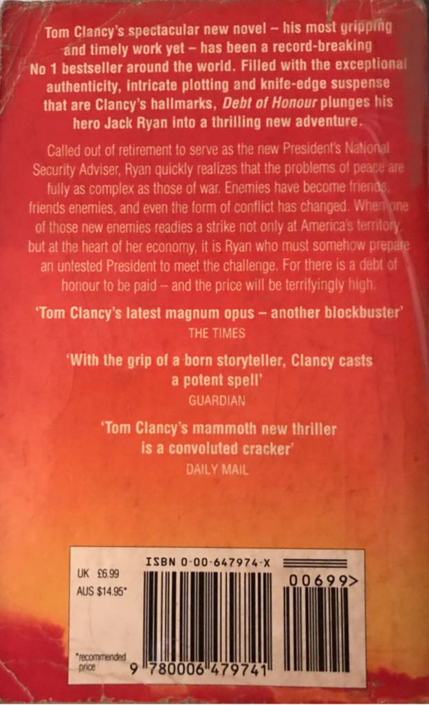 Debt of Honour - Tom Clancy (HarperCollins - Kindle) book collectible [Barcode 9780006479741] - Main Image 2