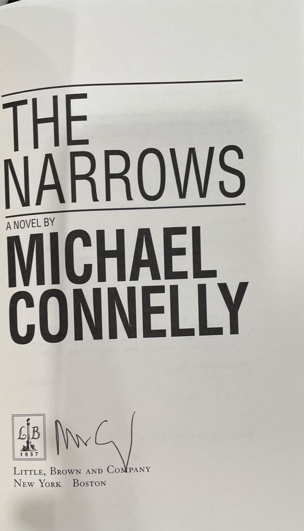 The Narrows - Michael Connelly (Little Brown & Co. - Hardcover) book collectible [Barcode 9780316155304] - Main Image 3