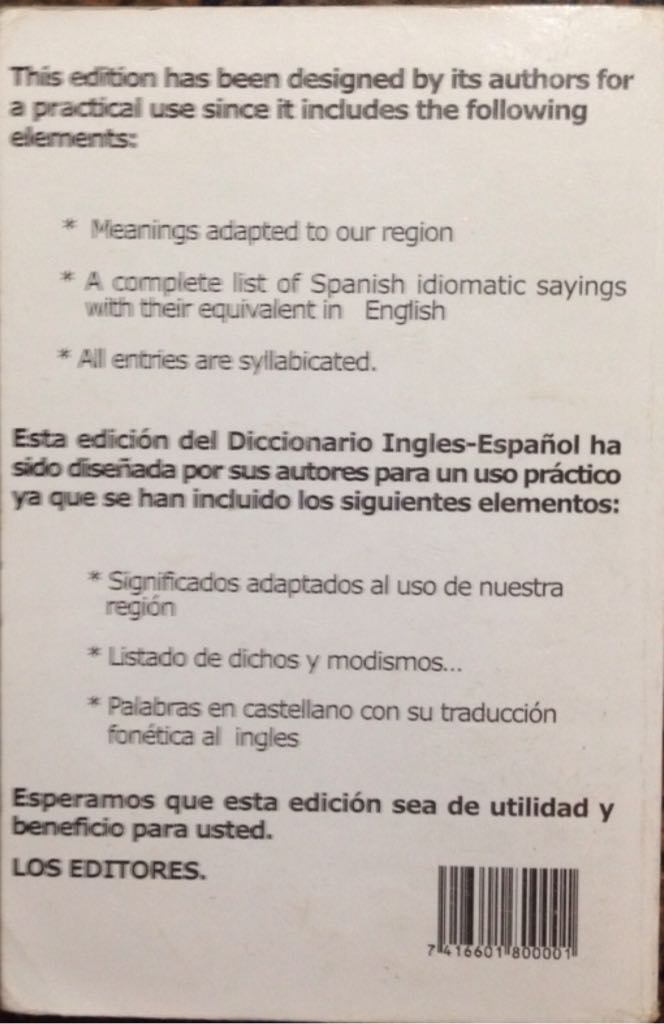 Spanish-English Dictionary  (Impresos - Paperback) book collectible - Main Image 2