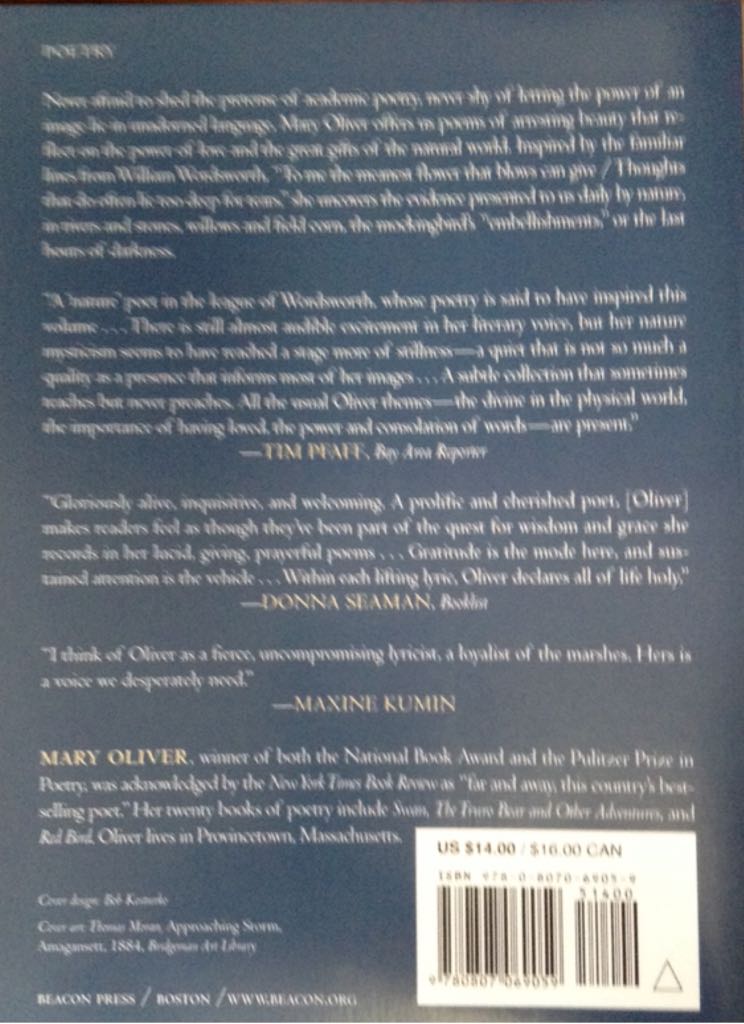 Evidence - Mary Oliver (Beacon Press (MA) - Trade Paperback) book collectible [Barcode 9780807069059] - Main Image 2