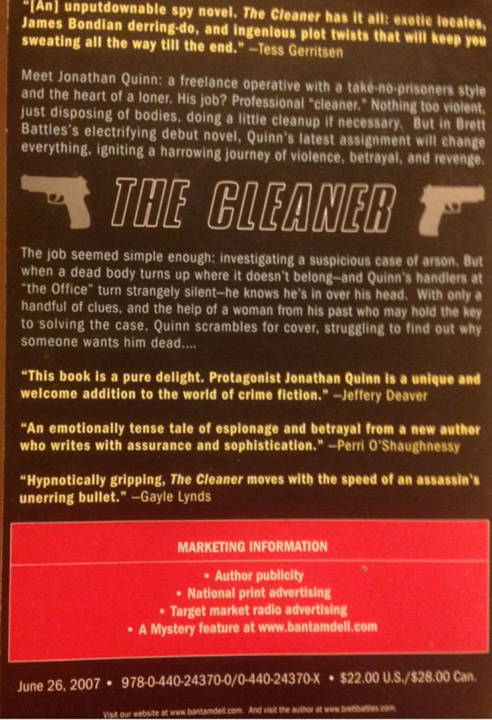 The Cleaner - Mark Dawson (Bantam Dell - Paperback) book collectible [Barcode 9780440243700] - Main Image 2