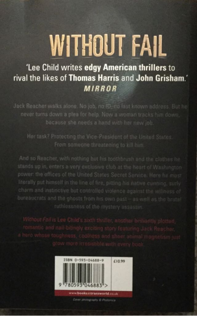 Without Fail - Lee Child (Bantam Press - Paperback) book collectible [Barcode 9780593046883] - Main Image 2
