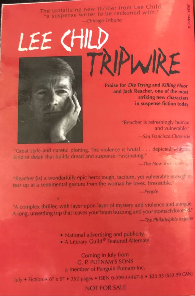 Reacher 3: Tripwire - Lee Child (Jove Books - Paperback) book collectible [Barcode 9780515128635] - Main Image 2