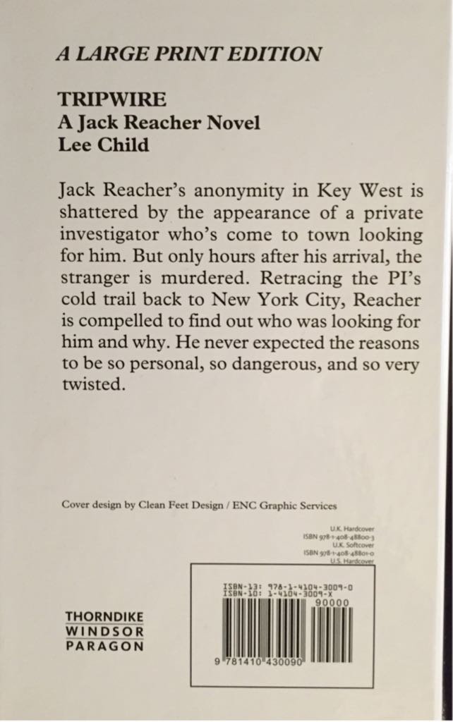 Tripwire - Lee Child (Berkley - Paperback) book collectible [Barcode 9780515143072] - Main Image 2