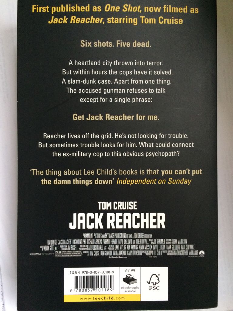 One Shot - Lee Child (Bantam Press - Paperback) book collectible [Barcode 9780857501189] - Main Image 2