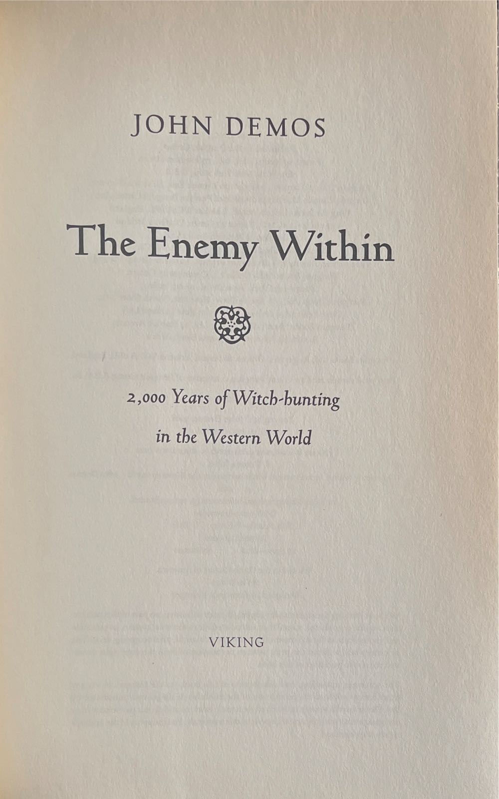 Enemy Within - John Demos (Viking - Paperback) book collectible [Barcode 9780670019991] - Main Image 4