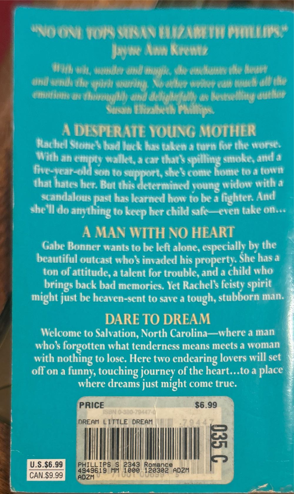 Dream a Little Dream - Susan Elizabeth Phillips (Avon - Paperback) book collectible [Barcode 9780380794478] - Main Image 2