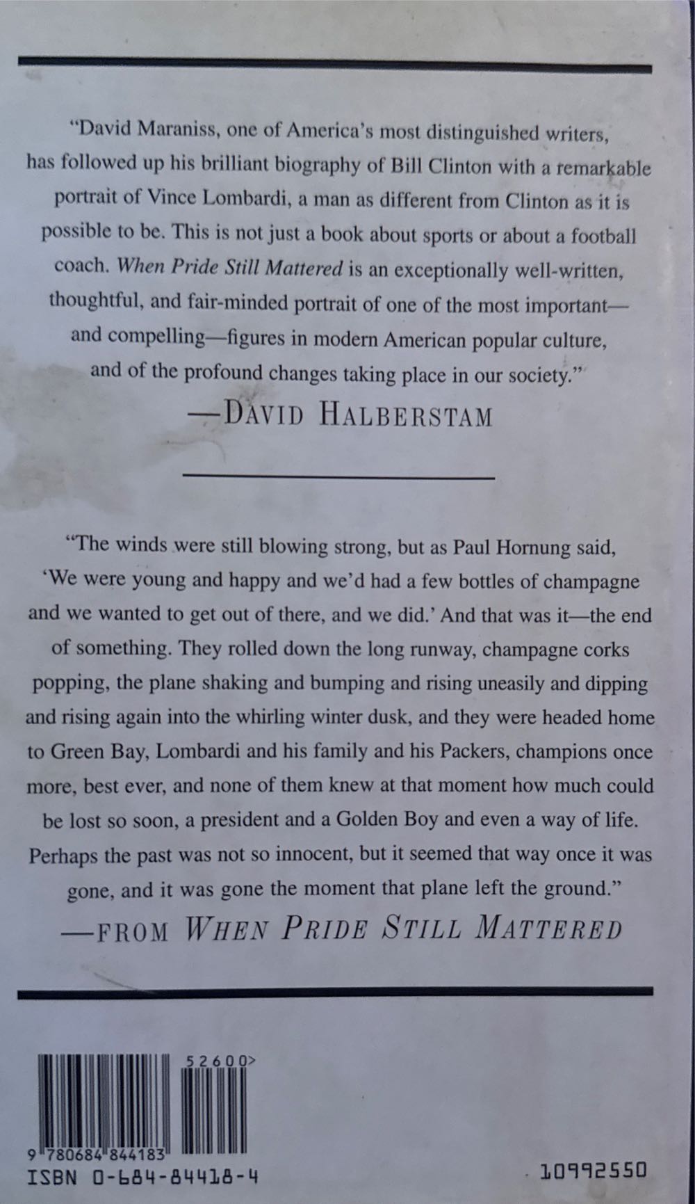 When Pride Still Mattered: A Life of Vince Lombardi - David Maraniss (Simon & Schuster - Kindle) book collectible [Barcode 9780684844183] - Main Image 2