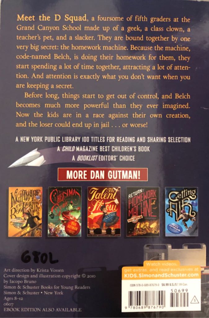 The Homework Machine - Dan Gutman (Aladdin Fiction - Paperback) book collectible [Barcode 9780689876790] - Main Image 2