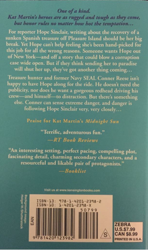 Deep Blue - Kat Martin (Zebra Books - Paperback) book collectible [Barcode 9781420123982] - Main Image 2