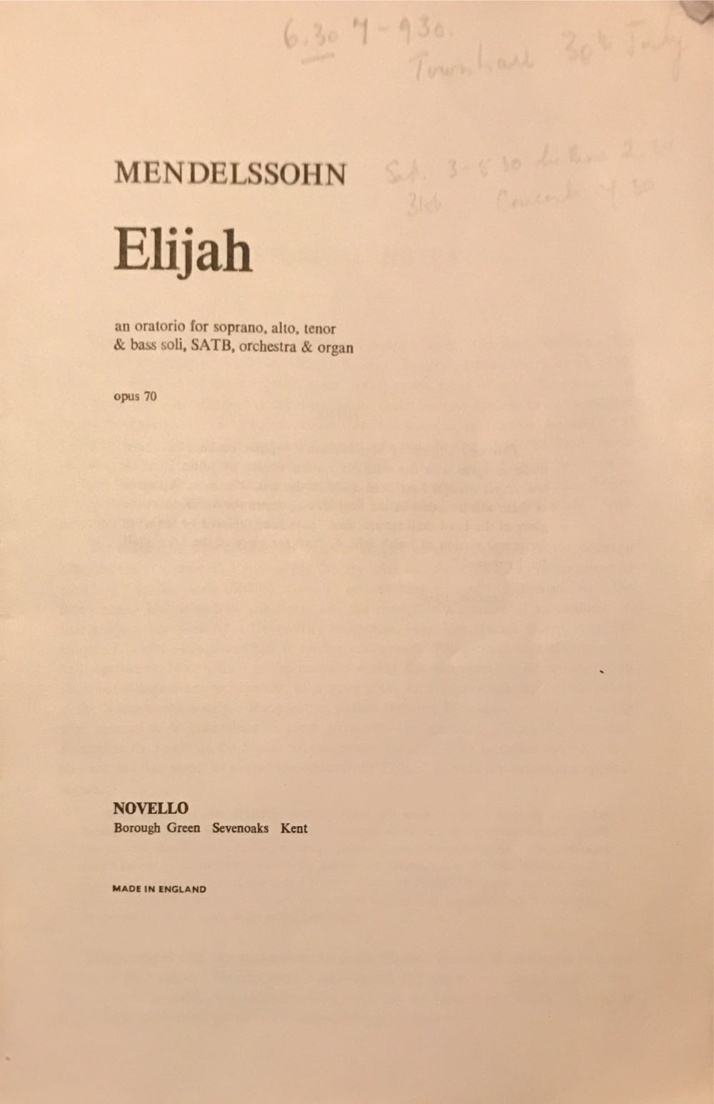 Elijah - Felix Mendelssohn (Novello) book collectible - Main Image 2