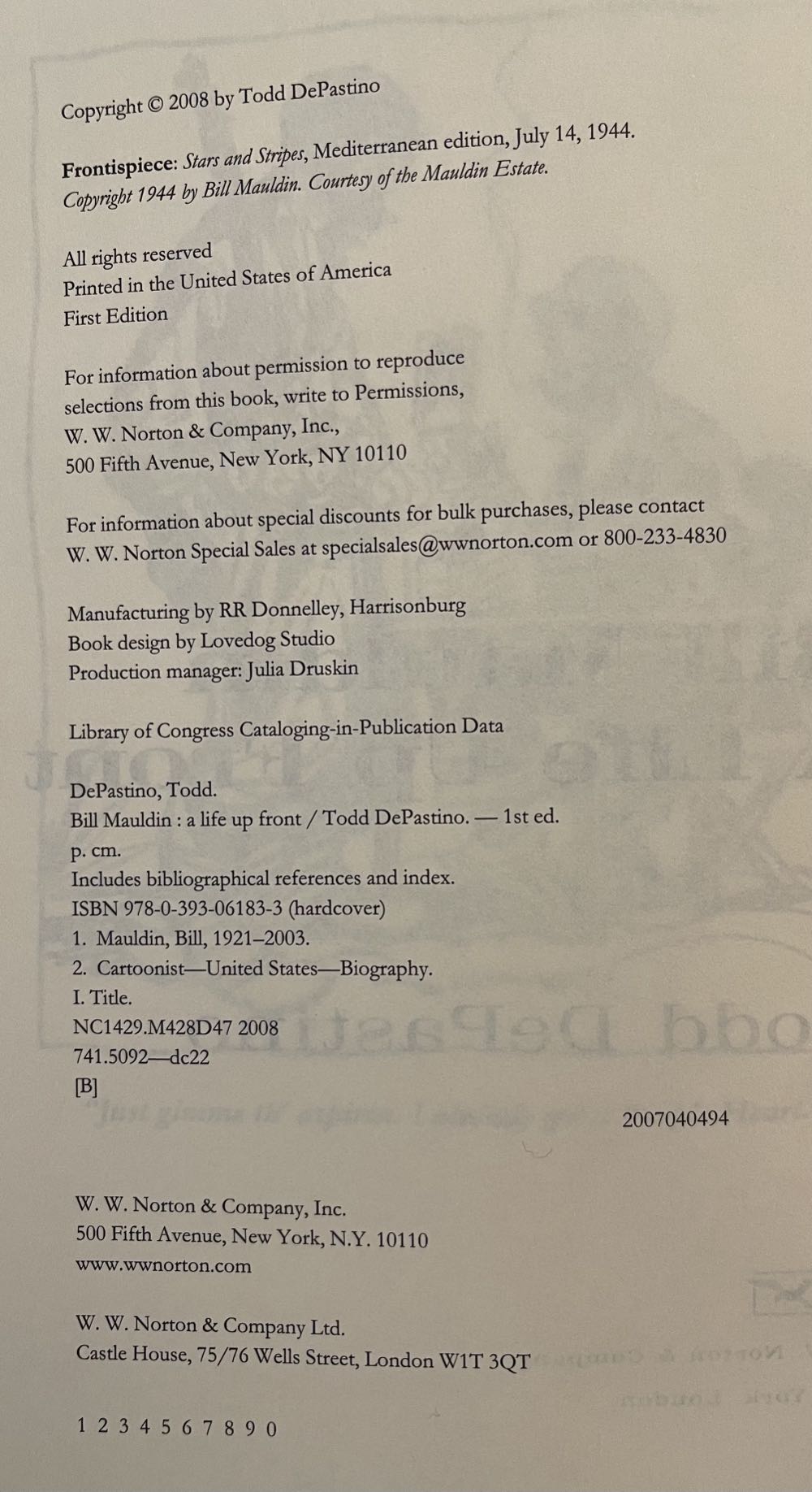 A Life Out Front - Todd DePastino (Hardcover) book collectible [Barcode 9780393061833] - Main Image 3