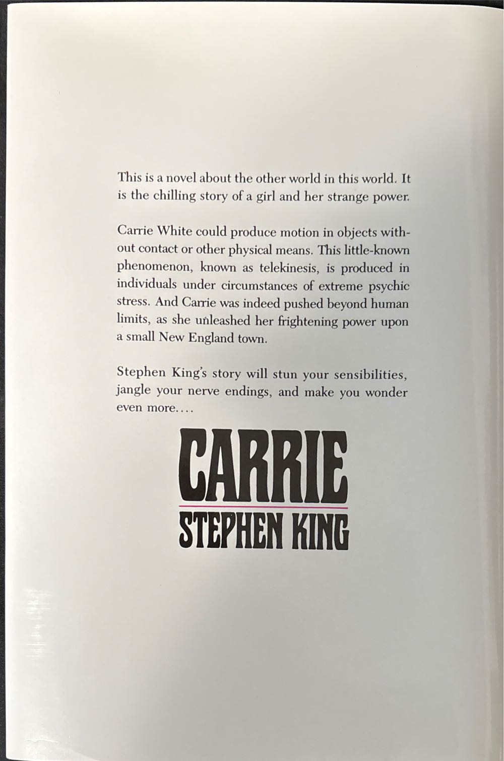 Carrie - Stephen King (Doubleday - Hardcover) book collectible [Barcode 9780450018626] - Main Image 2