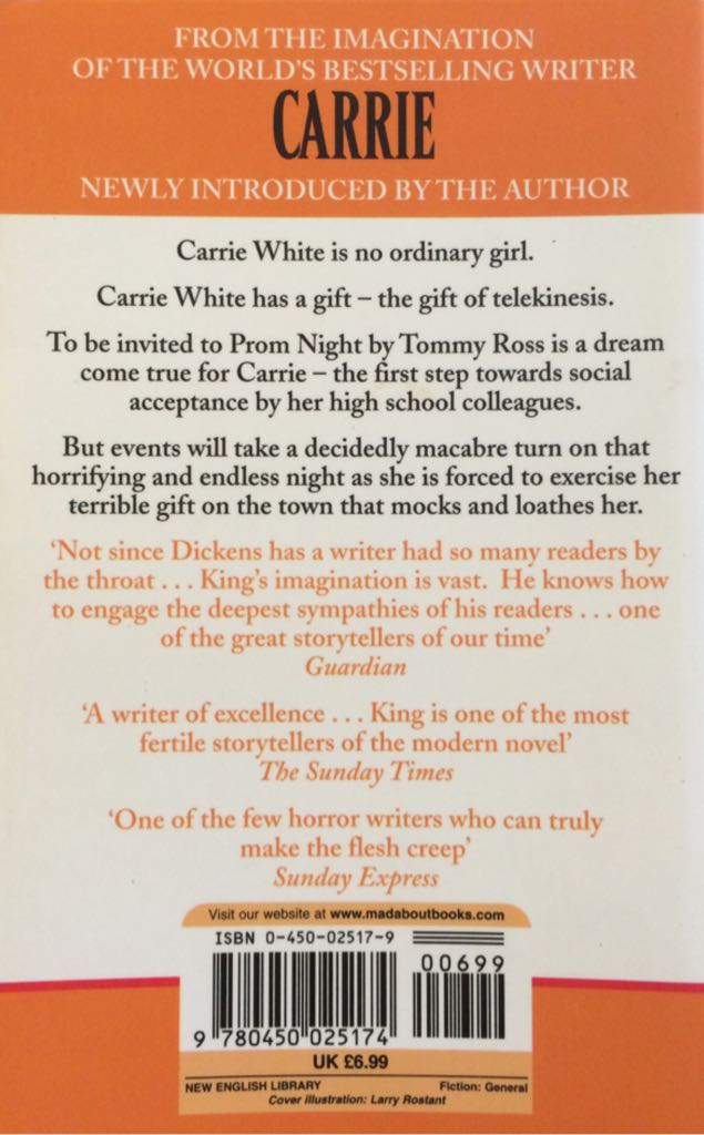 Carrie - Stephen King (New English Library - Paperback) book collectible [Barcode 9780450025174] - Main Image 2