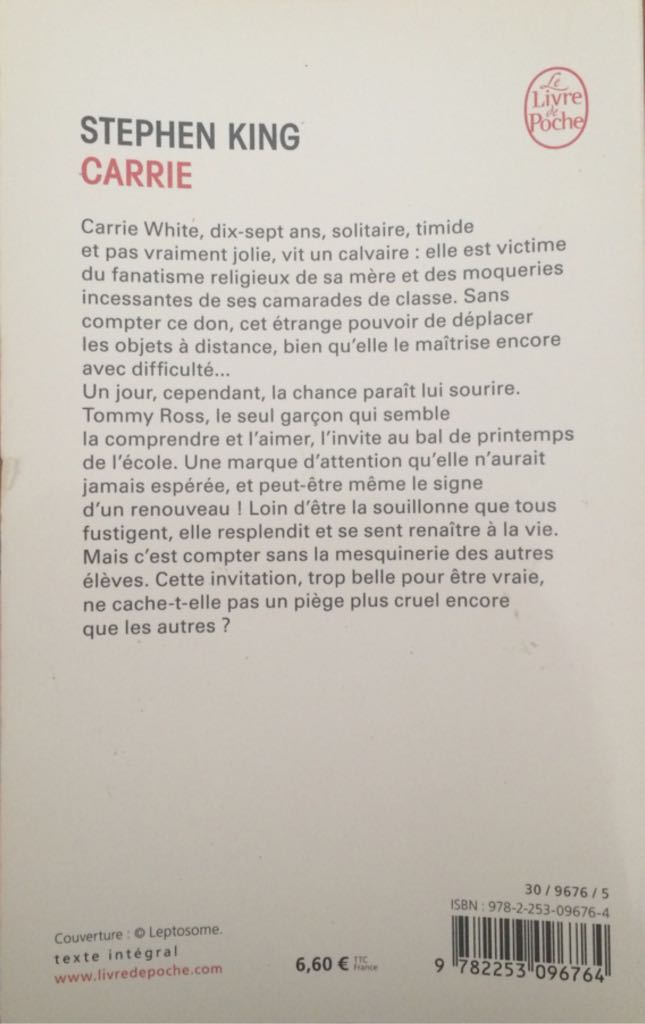 Carrie - Stephen King (Le Livre de poche) book collectible [Barcode 9782253096764] - Main Image 2