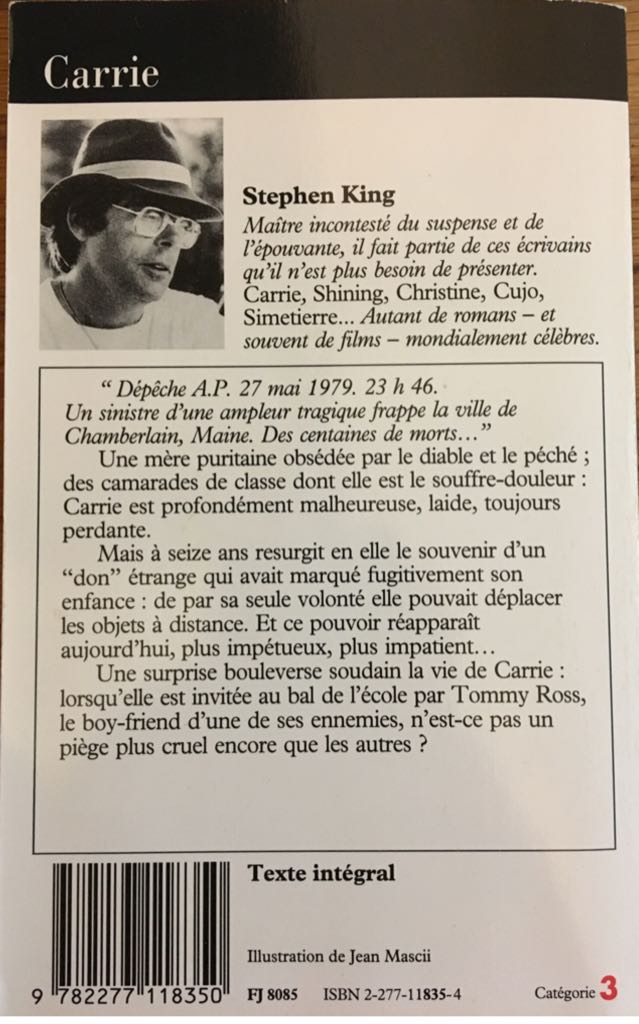 Carrie - Stephen King (Pocket - Paperback) book collectible [Barcode 9782277118350] - Main Image 2