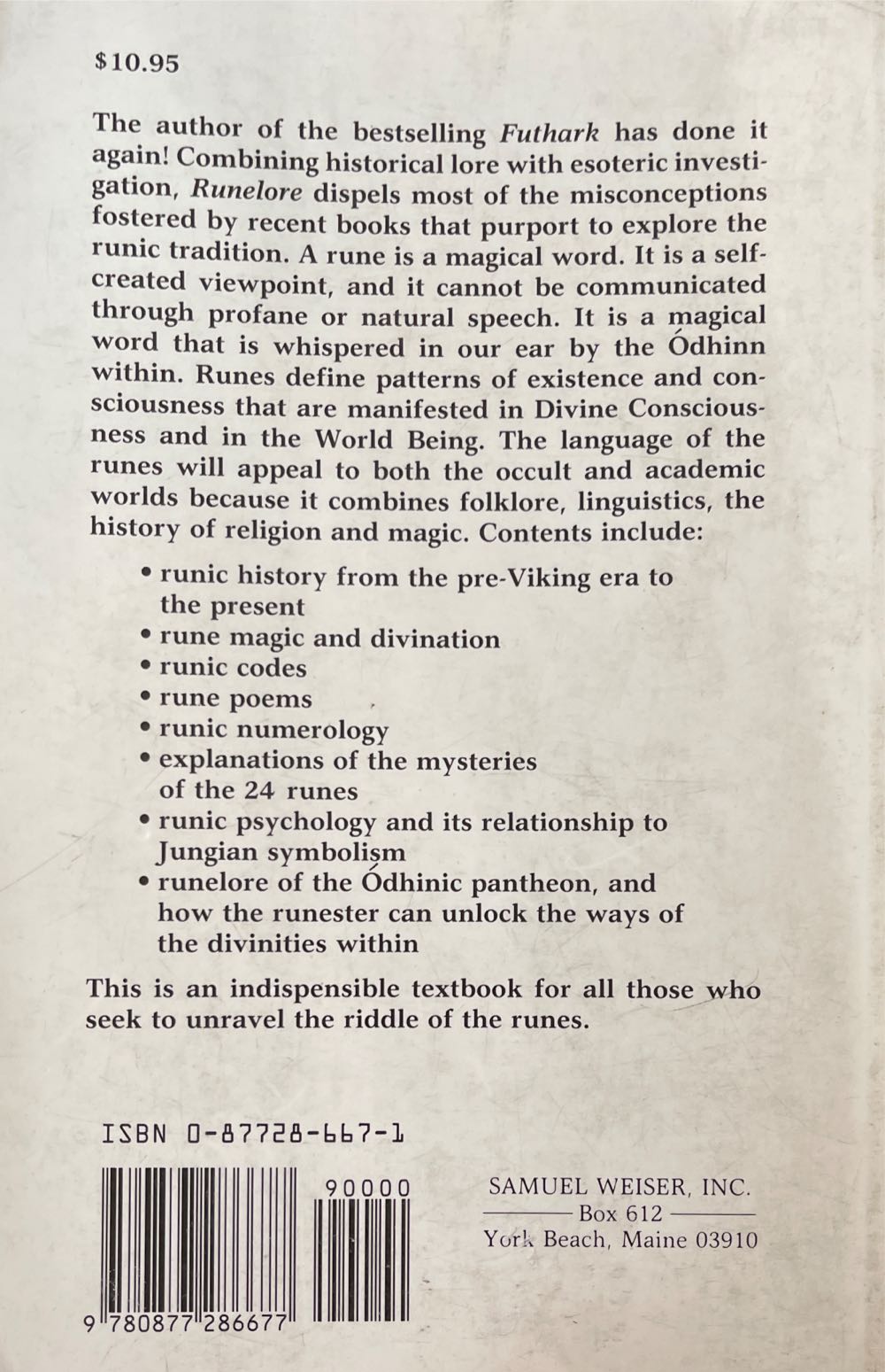 Runelore - Edred Thorsson (Samuel Weiser, Inc. - Paperback) book collectible [Barcode 9780877286677] - Main Image 2