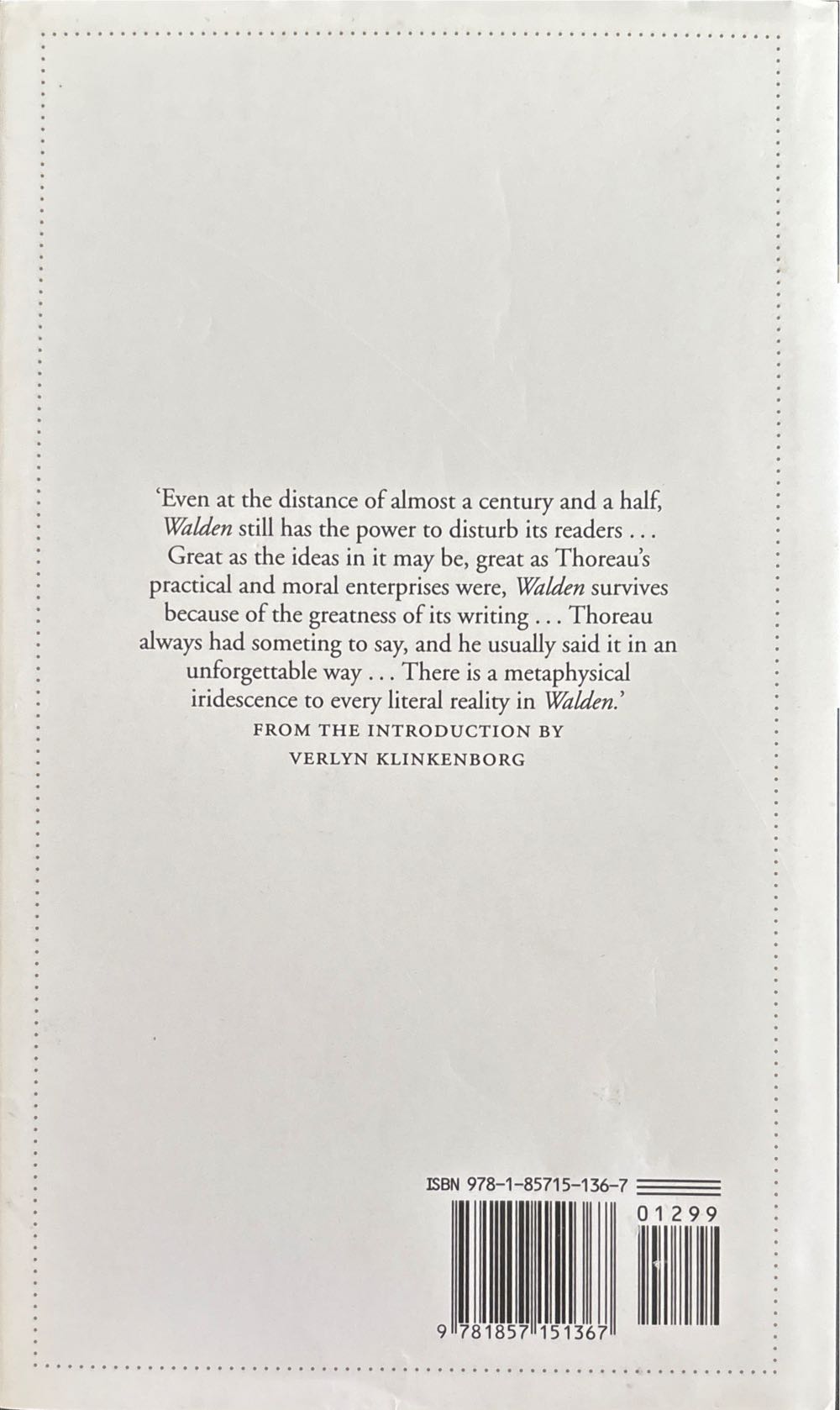 Walden - Henry David Thoreau (Everyman’s Library - Hardcover) book collectible [Barcode 9781857151367] - Main Image 2