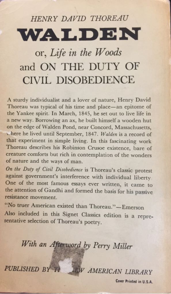 Walden - Henry David Thoreau (A Signet Classic - Paperback) book collectible - Main Image 2