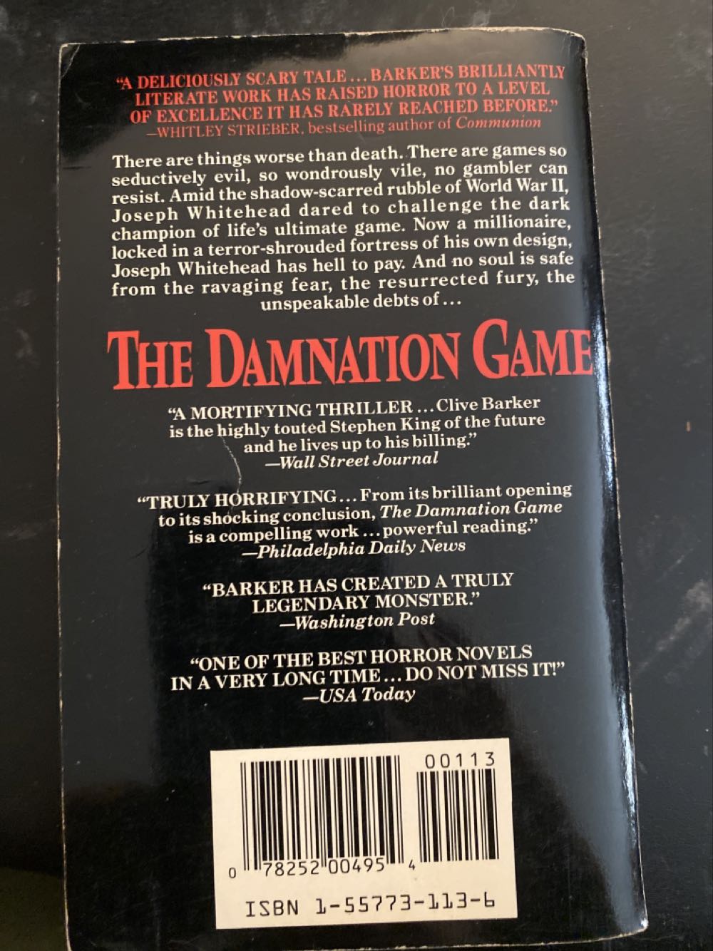 The Damnation Game - Clive Barker (Charter Novel - Paperback) book collectible [Barcode 9781557731135] - Main Image 2