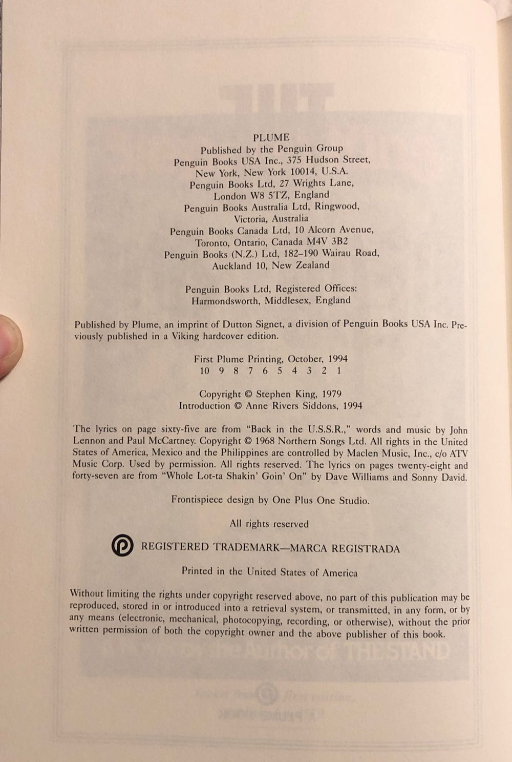 The Dead Zone - Stephen King (Plume - Trade Paperback) book collectible [Barcode 9780452273290] - Main Image 3