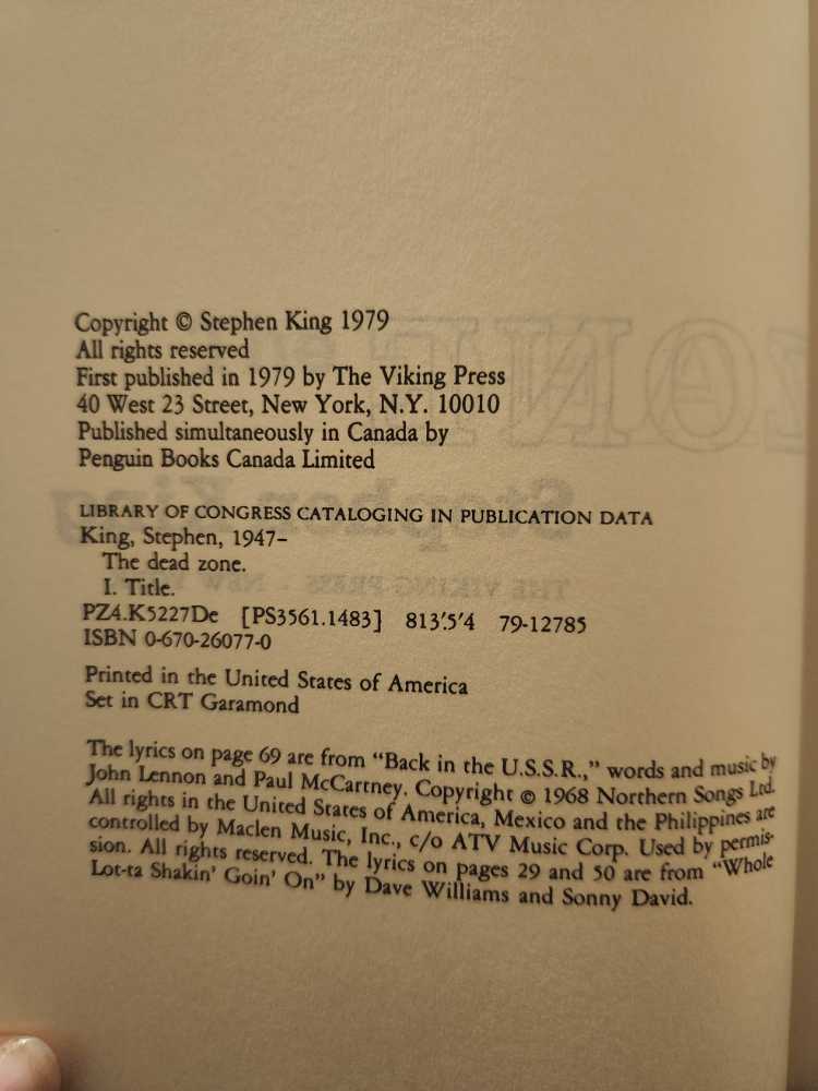 SK #8: The Dead Zone - Stephen King (The Viking Press - Hardcover) book collectible [Barcode 9780739482810] - Main Image 4