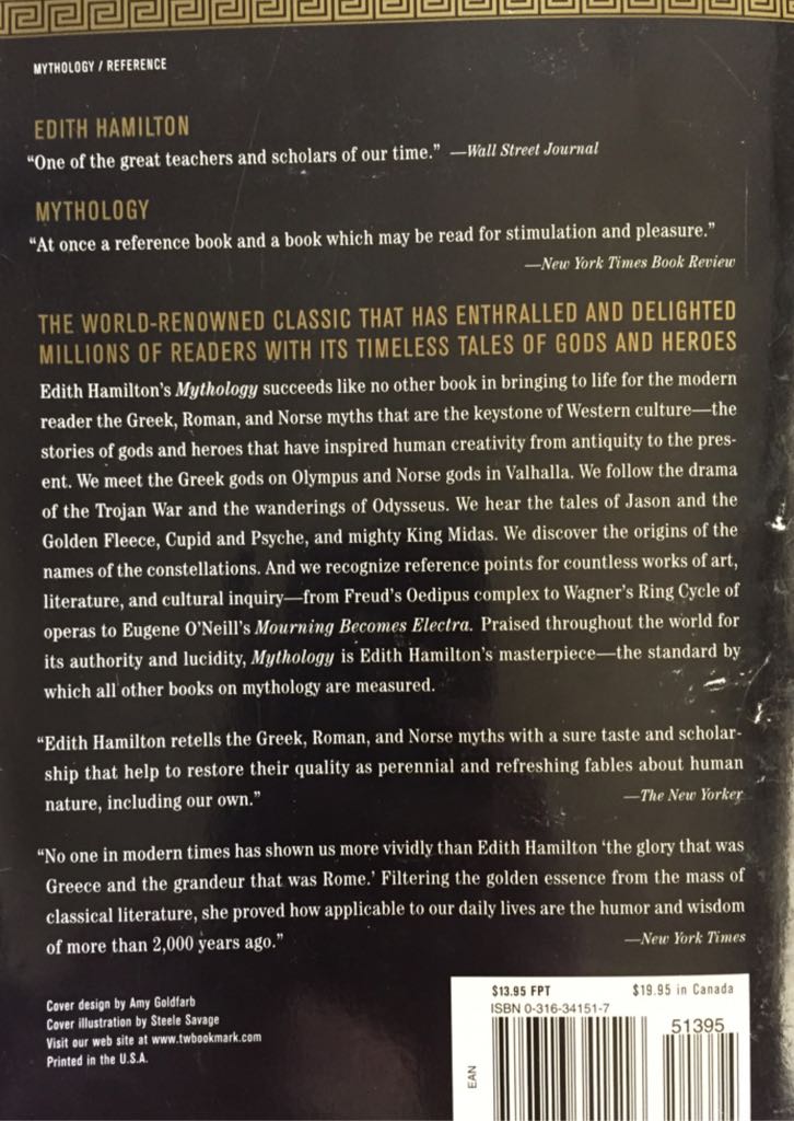 Mythology - Edith Hamilton (Back Bay Books - Paperback) book collectible [Barcode 9780316341516] - Main Image 2