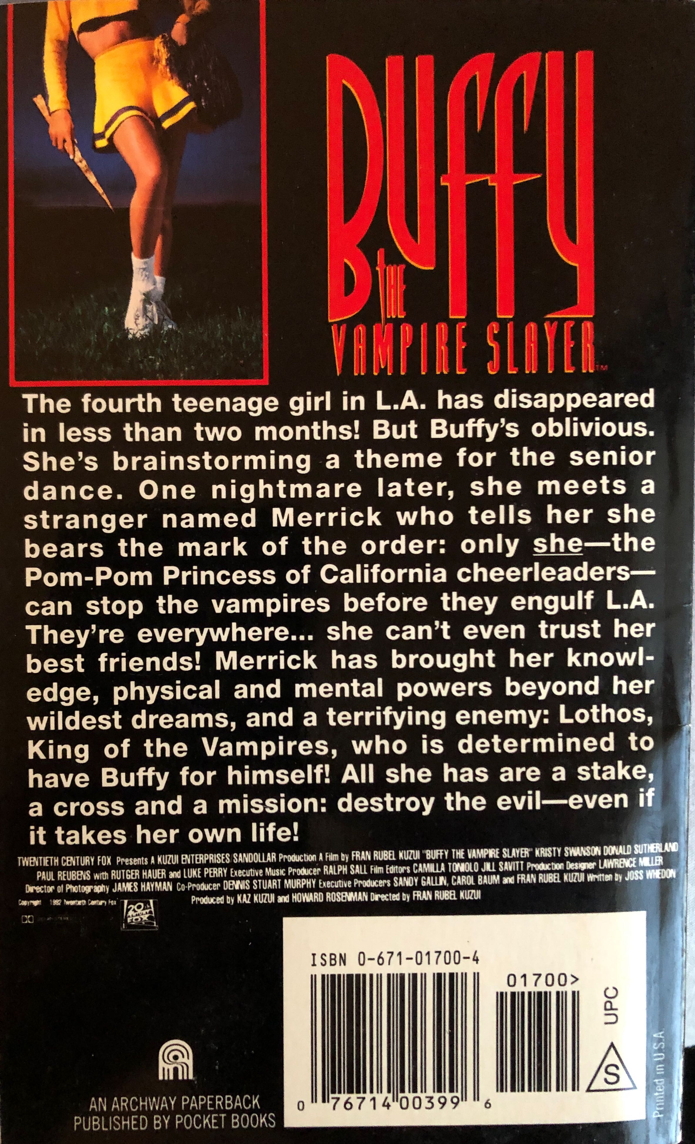 Buffy the Vampire Slayer - Richie Tankersley Cusick (Pocket Books Tie-In) book collectible [Barcode 9780671017002] - Main Image 2