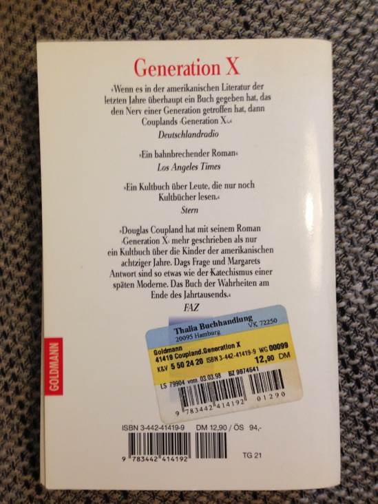Generation X - Douglas Coupland book collectible [Barcode 9783442414192] - Main Image 2