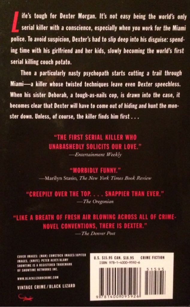 Lindsay, Jeff - Dexter 2-Dearly Devoted Dexter - Jeff Lindsay (Vintage - Trade Paperback) book collectible [Barcode 9781400095926] - Main Image 2