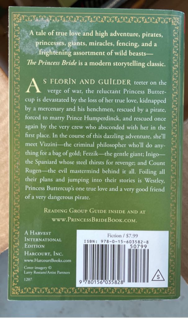 The Princess Bride - William Goldman (Harcourt Inc - Paperback) book collectible [Barcode 9780156035828] - Main Image 2
