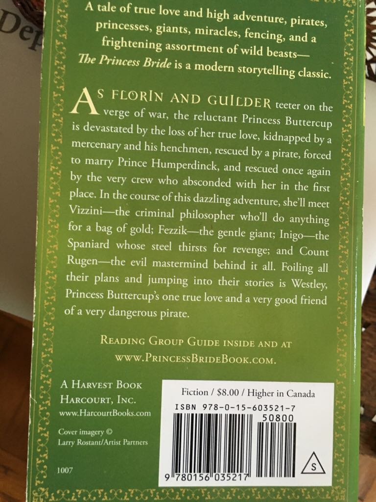 The Princess Bride  (Harcourt - Paperback) book collectible - Main Image 2