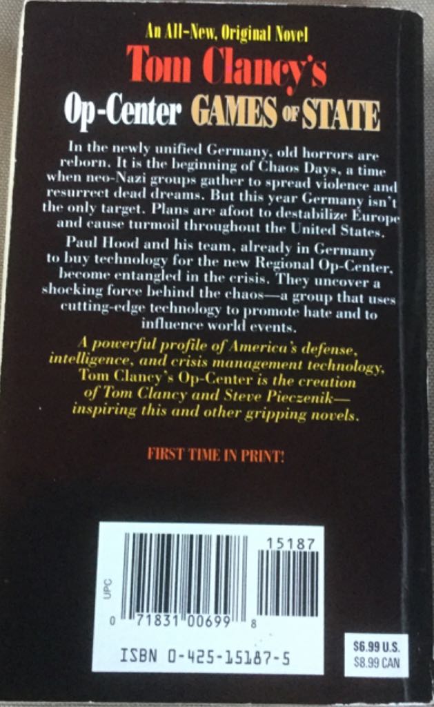 Op Center-3 Games of State - Tom Clancy (Berkley Books - Paperback) book collectible [Barcode 9780425151877] - Main Image 2