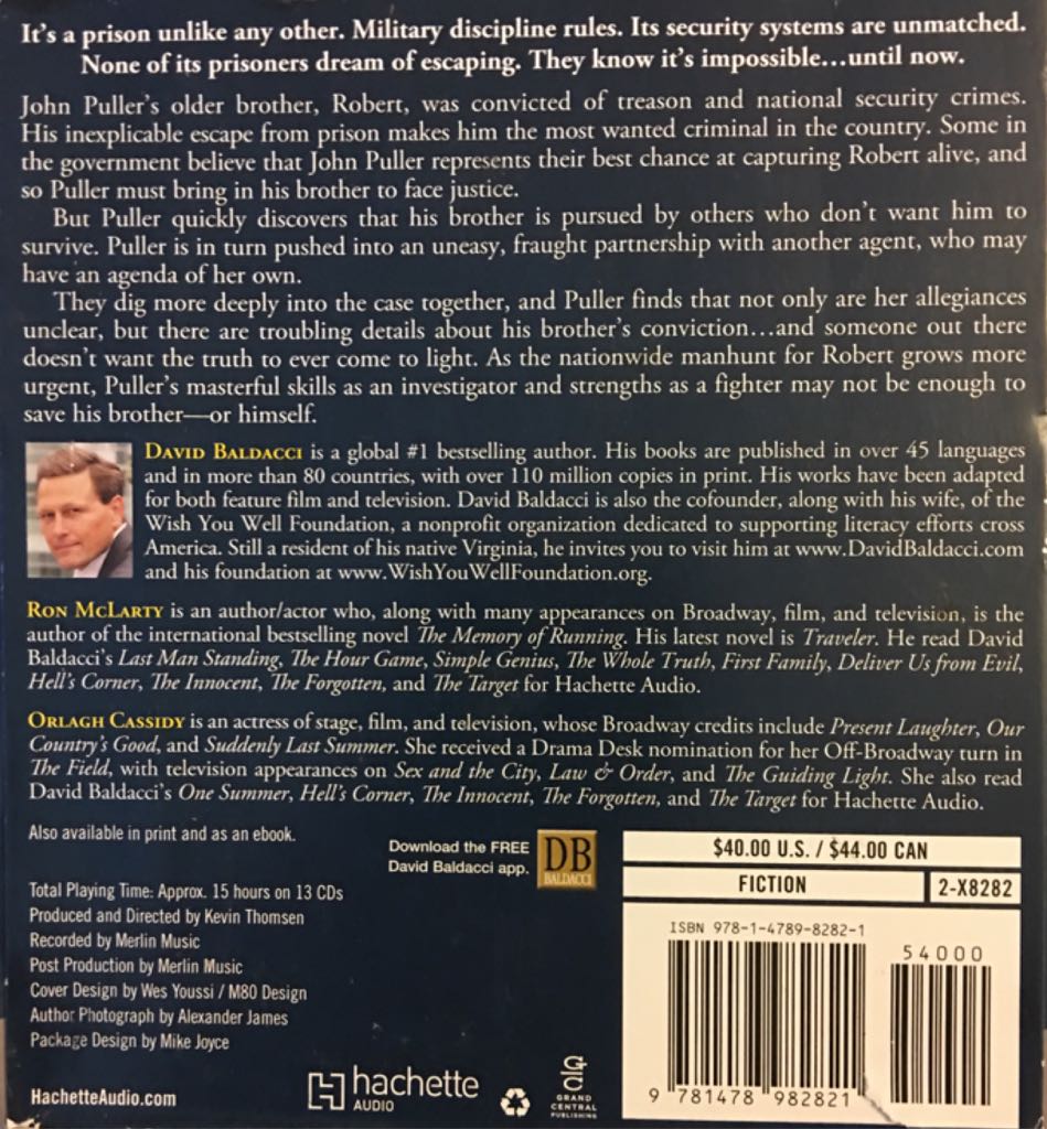 The Escape - David Baldacci (- Audiobook) book collectible [Barcode 9781478982821] - Main Image 2