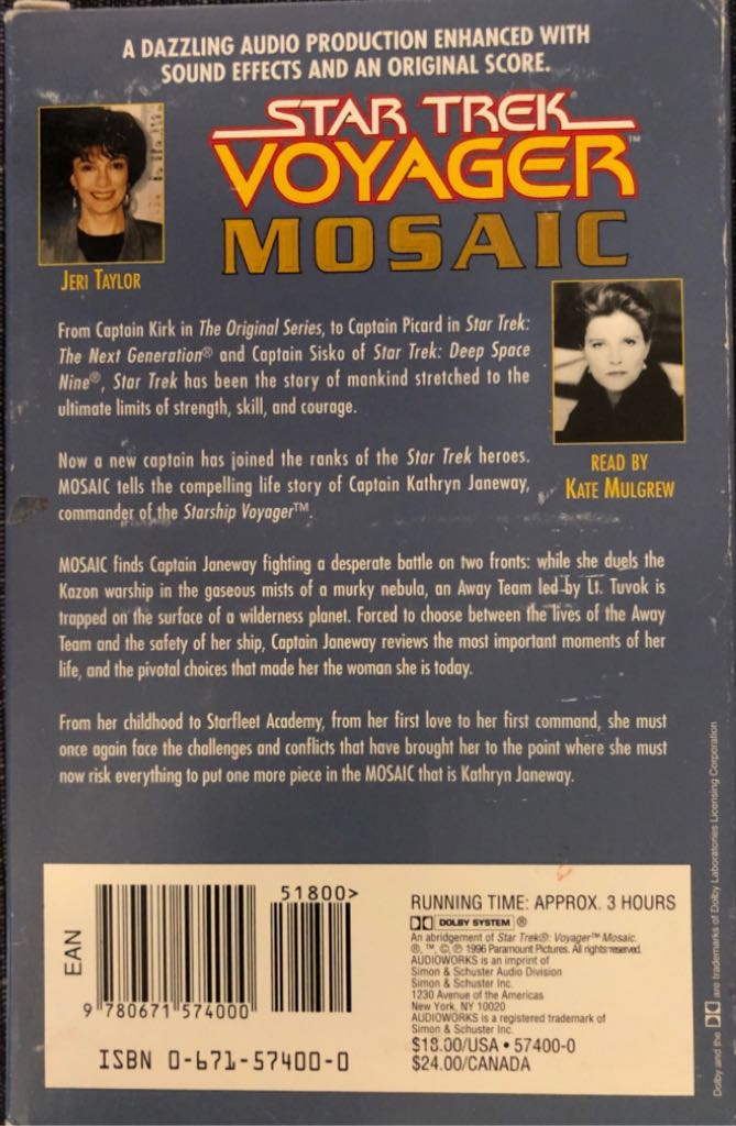 Star Trek: Voyager: Mosaic - Jeri Taylor (Simon and Schuster - Kindle) book collectible [Barcode 9780671574000] - Main Image 2