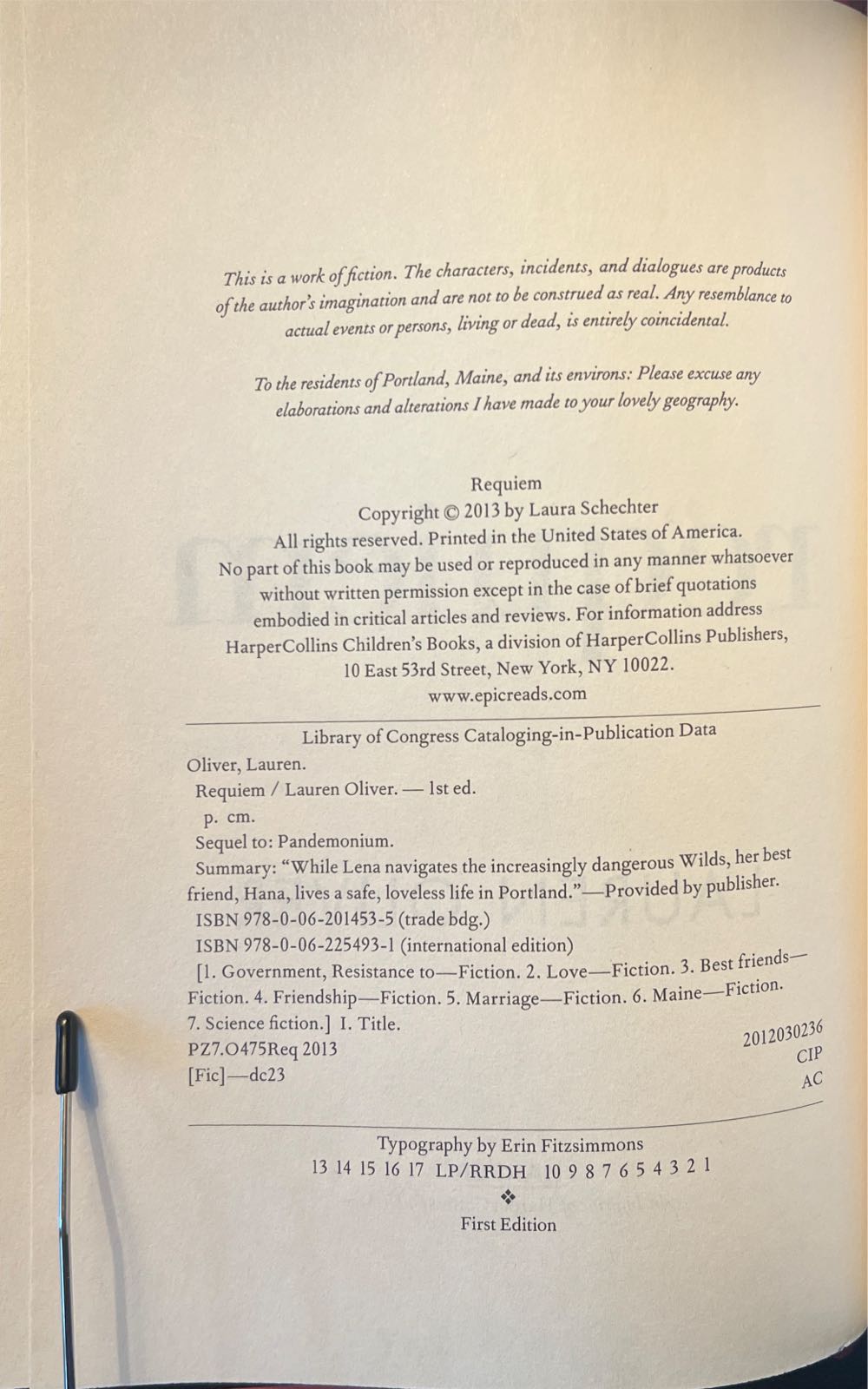 Requiem - Lauren Oliver (Harper - Hardcover) book collectible [Barcode 9780062014535] - Main Image 3