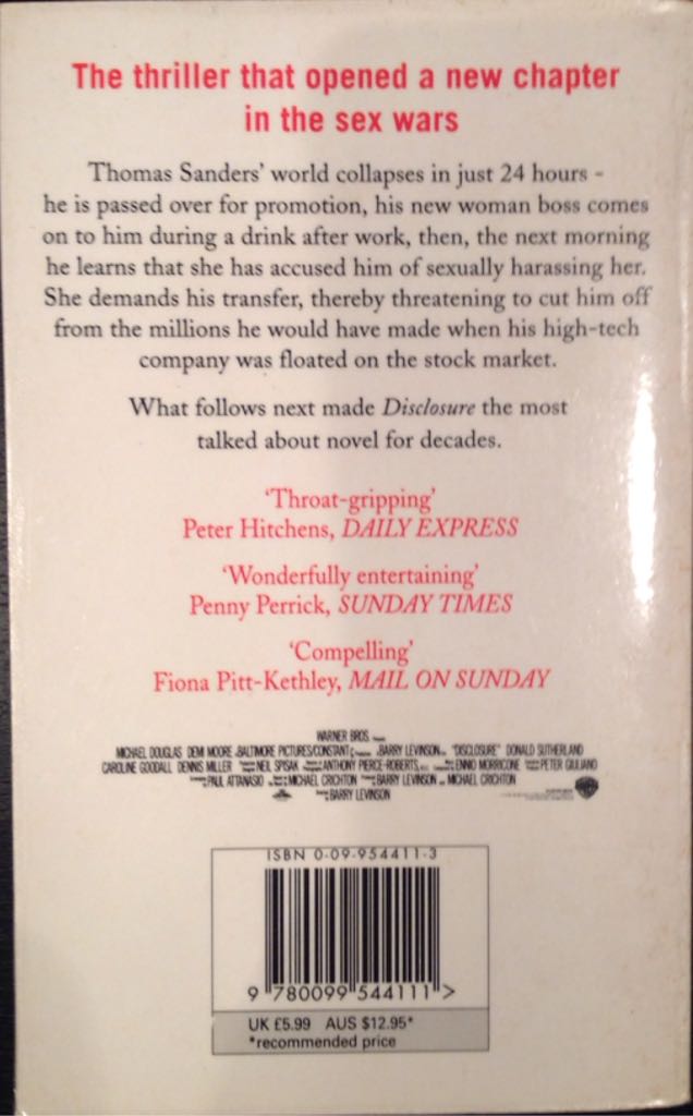 Disclosure - Michael Crichton (- Paperback) book collectible [Barcode 9780099544111] - Main Image 2