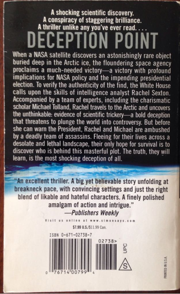 Deception Point - Dan Brown (Pocket Books - Paperback) book collectible [Barcode 9780671027384] - Main Image 2