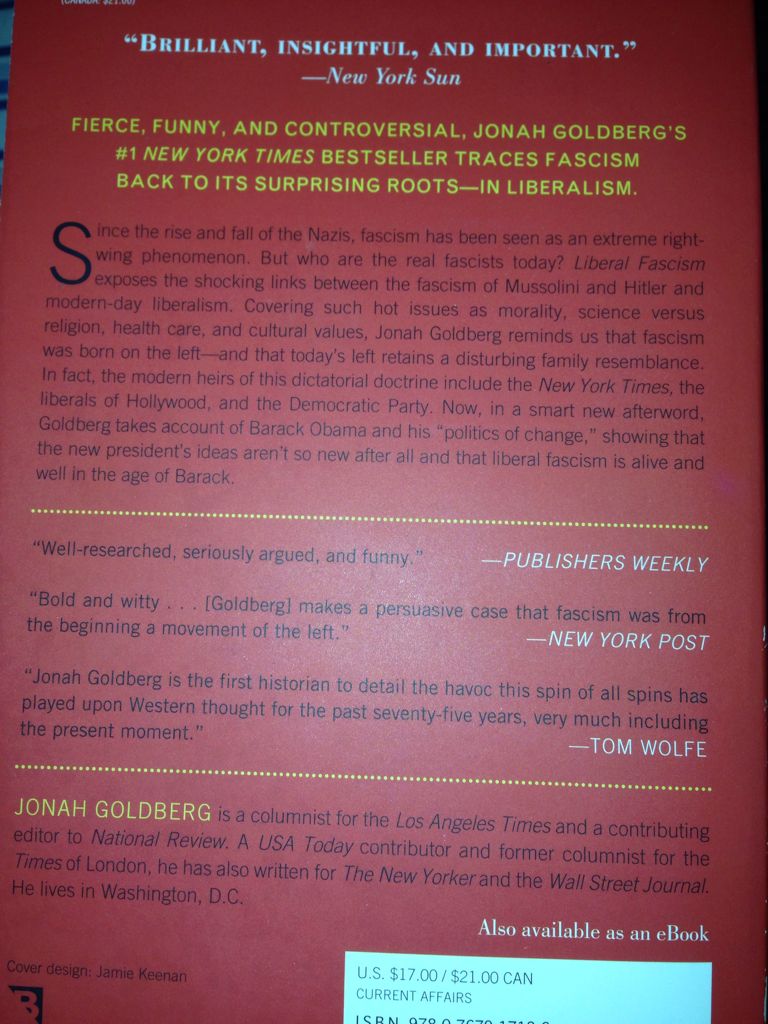 Liberal Fascism - Jonah Goldberg (Broadway - Kindle) book collectible [Barcode 9780767917186] - Main Image 2