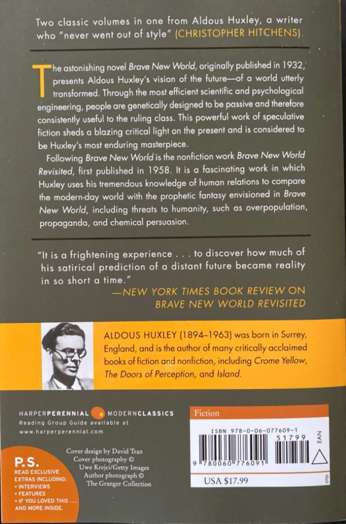 Brave New World - Aldous Huxley (Chatto & Windus - Paperback) book collectible [Barcode 9780060776091] - Main Image 2