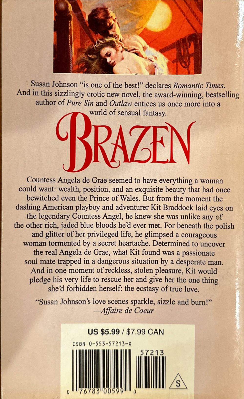 Susan Johnson: Braddock/Black #4: Brazen - Susan Johnson (Bantam Books - Paperback) book collectible [Barcode 9780553572131] - Main Image 2