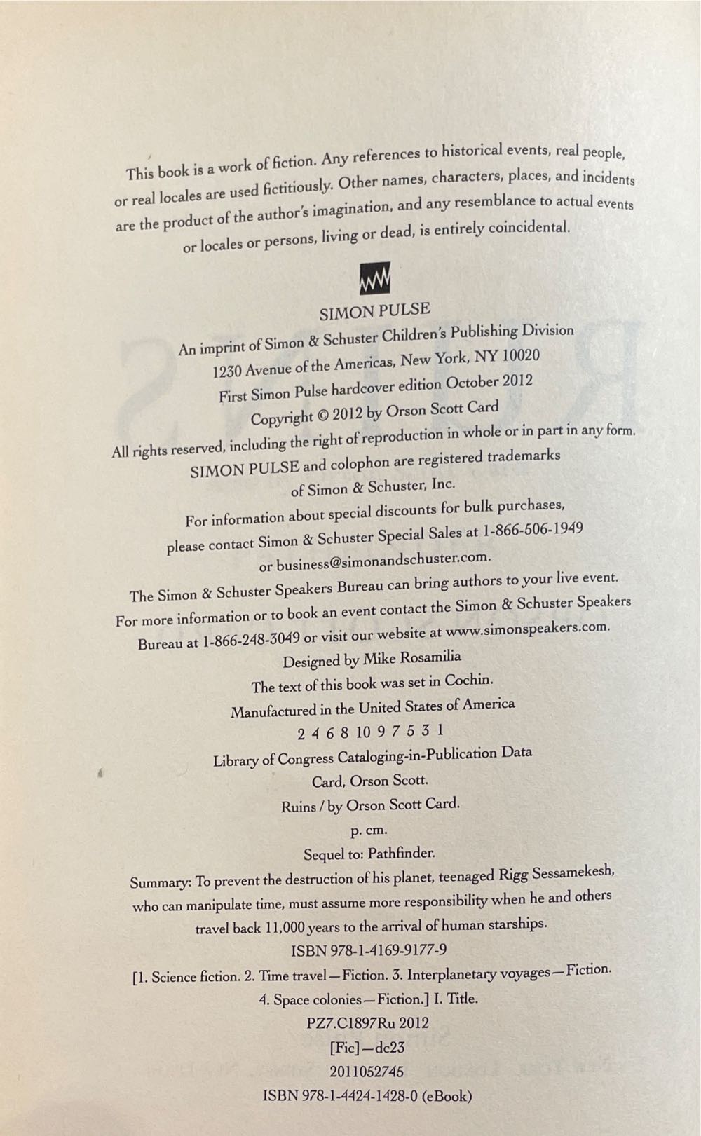 Ruins - Orson Scott Card (Simon Pulse - Hardcover) book collectible [Barcode 9781416991779] - Main Image 2