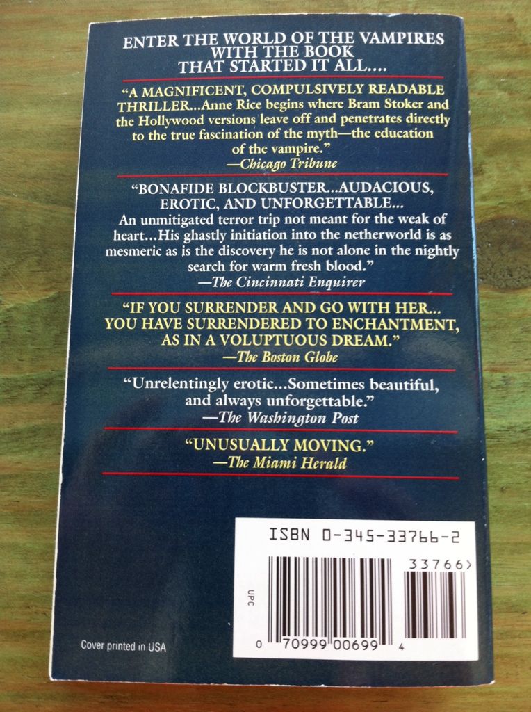 Interview With The Vampire - Anne Rice (Ballantine Books - Paperback) book collectible [Barcode 9780345337665] - Main Image 2