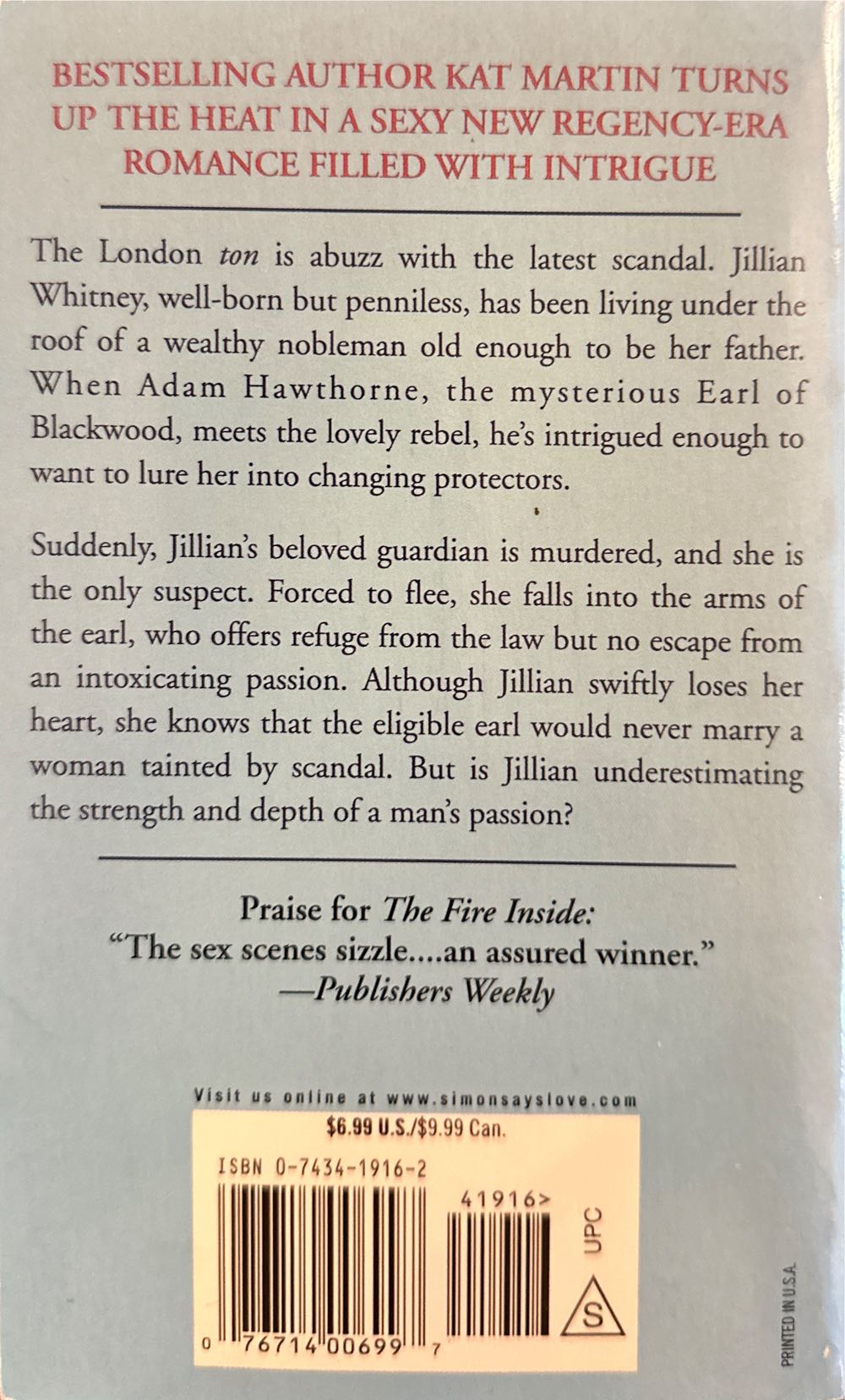 Fanning the Flame - Kat Martin (Pocket Star Books - eBook) book collectible [Barcode 9780743419161] - Main Image 2