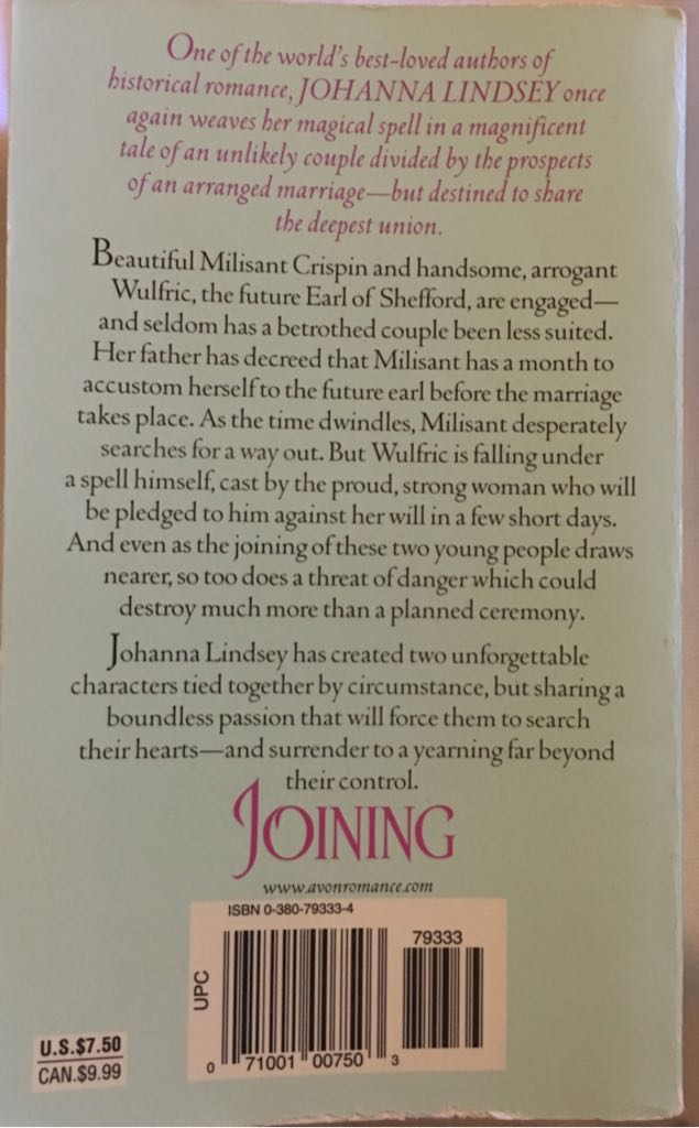Joining - Johanna Lindsey (Avon Historical Romance - Paperback) book collectible [Barcode 9780380793334] - Main Image 2