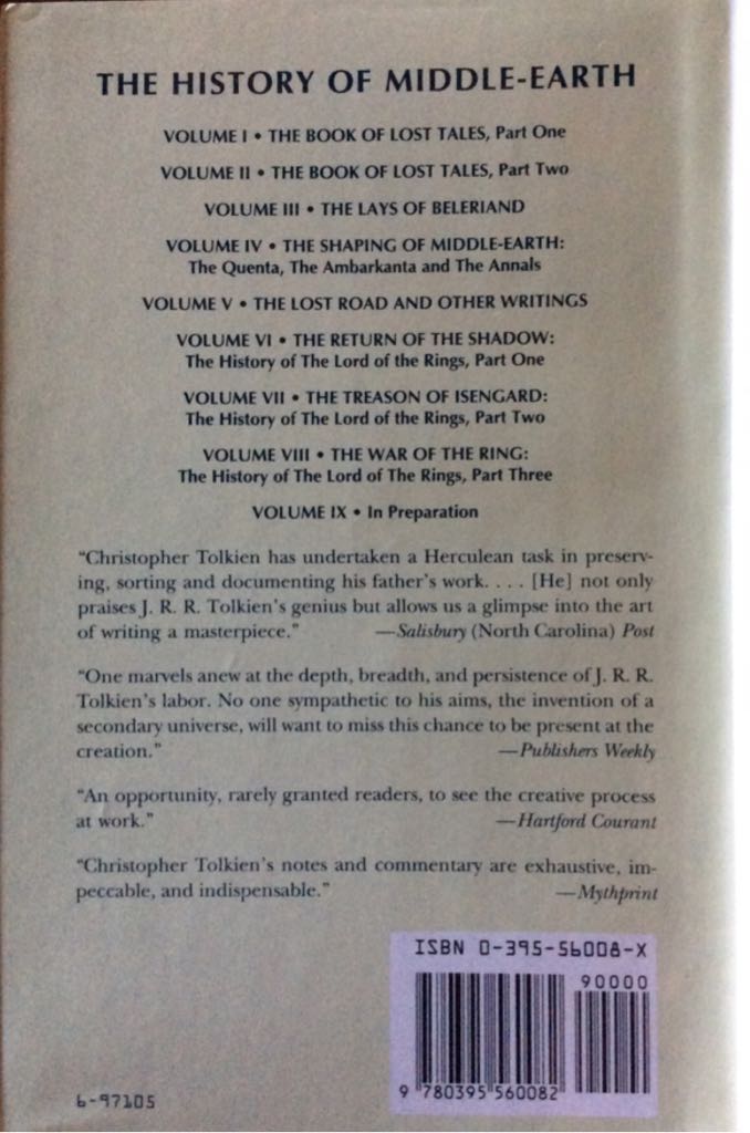 The War of the Ring - J. R. R. Tolkien (Houghton Mifflin Co - Hardcover) book collectible [Barcode 9780395560082] - Main Image 2