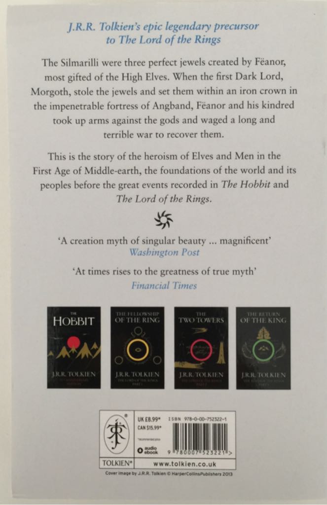 Silmarillion, The - J.R.R. Tolkien (HarperCollins - Trade Paperback) book collectible [Barcode 9780007523221] - Main Image 2