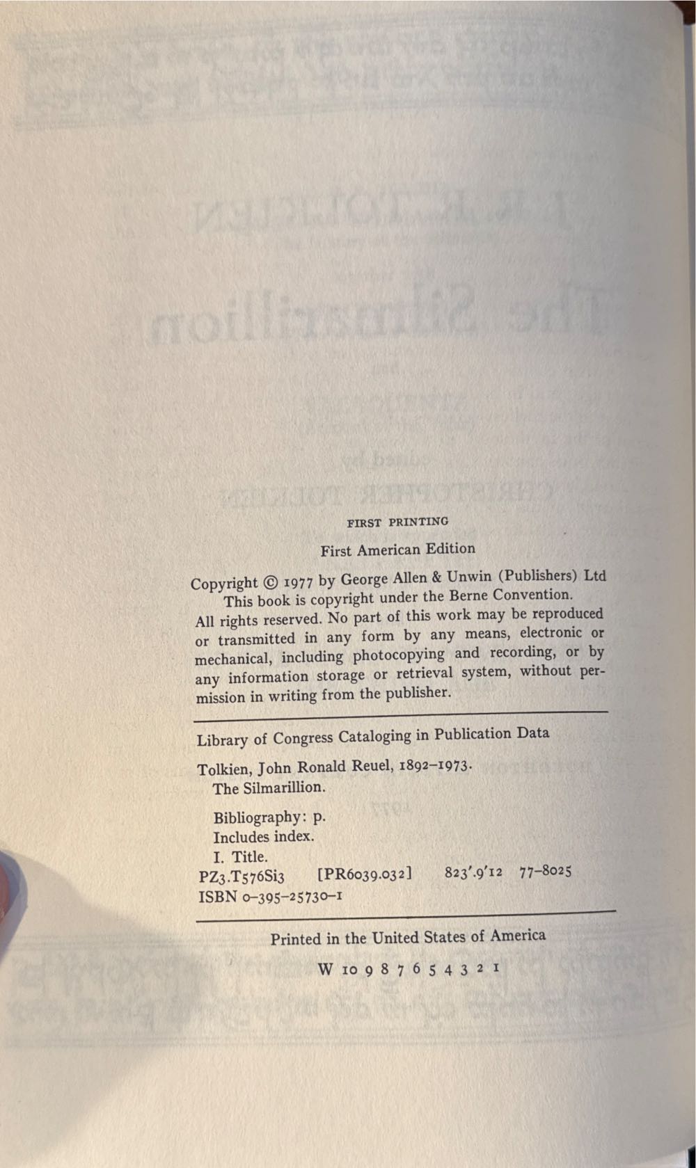 Tolkien: The Silmarillion - J. R. R. Tolkien (Houghton Mifflin - Hardcover) book collectible [Barcode 9780395257302] - Main Image 4